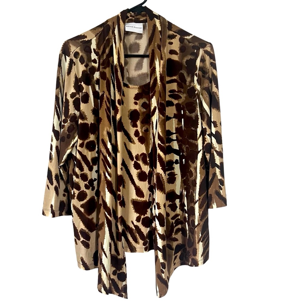Alfred Dunner 2in1 Jacket Blouse Combo women’s size medium stretchy cheetah